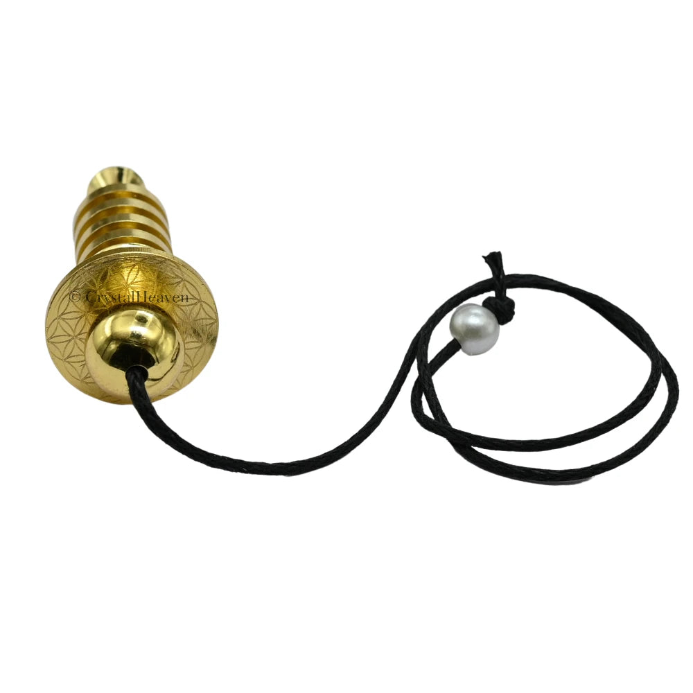 Metal Brass Pendulum - Gold 4 Ring ISIS with Flower of Life Plate (MP109)