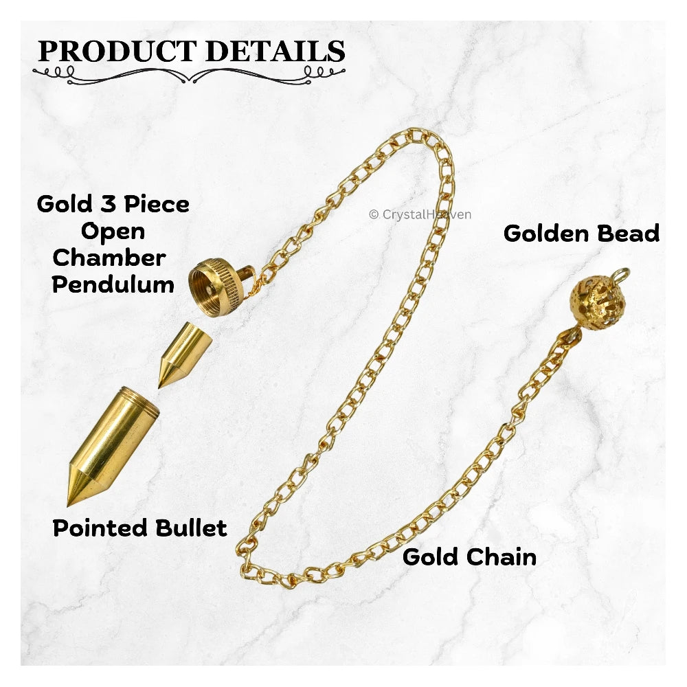 Metal Brass Pendulum - Gold 3 Piece Pointed Bullet (MP75)