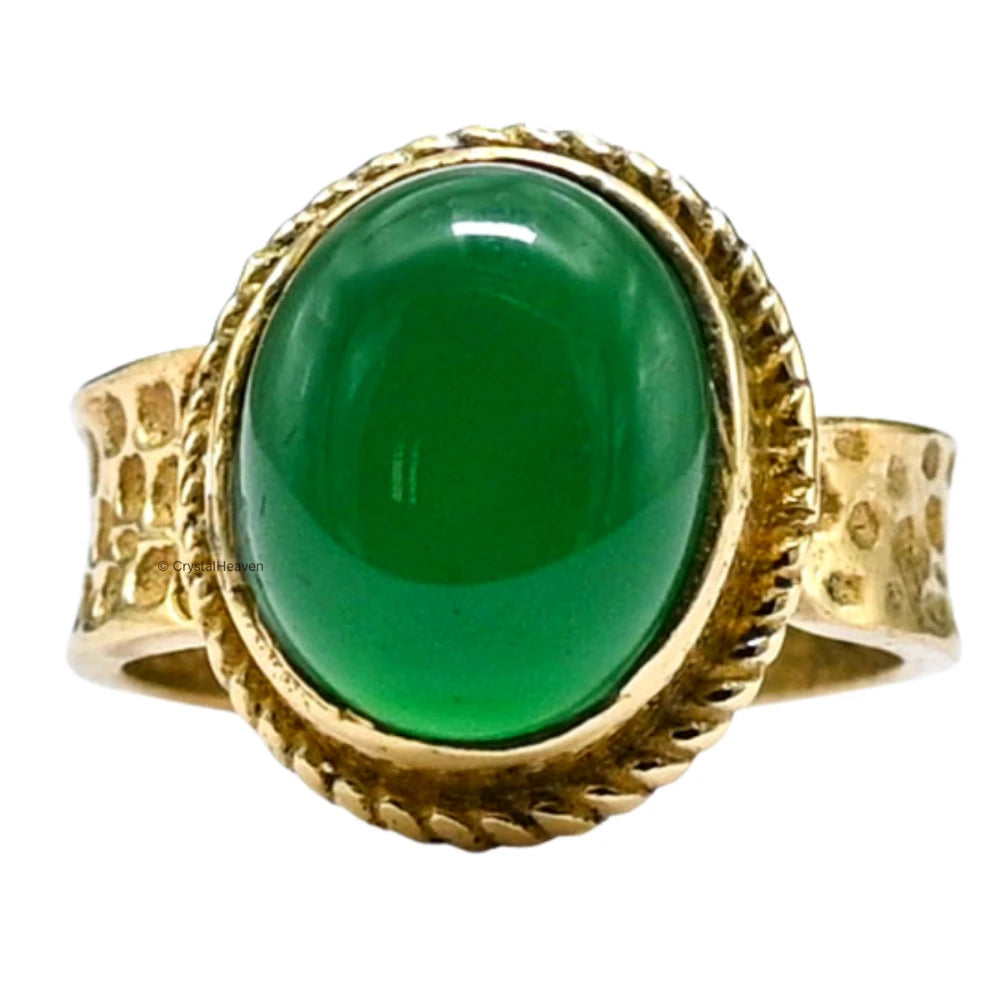 Green Aventurine Onyx Ring (Gold/Oval)