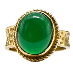 Green Aventurine Onyx Ring (Gold/Oval)