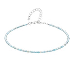 Sky Apatite Anklet - 2mm Faceted Beads (Silver)