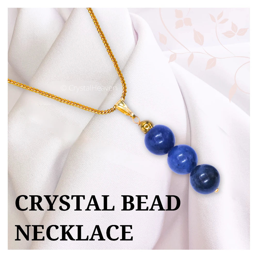 Sodalite Crystal Bead Necklace (Gold)