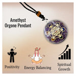 Amethyst Crystal Orgone Pendant - Metatron Cube