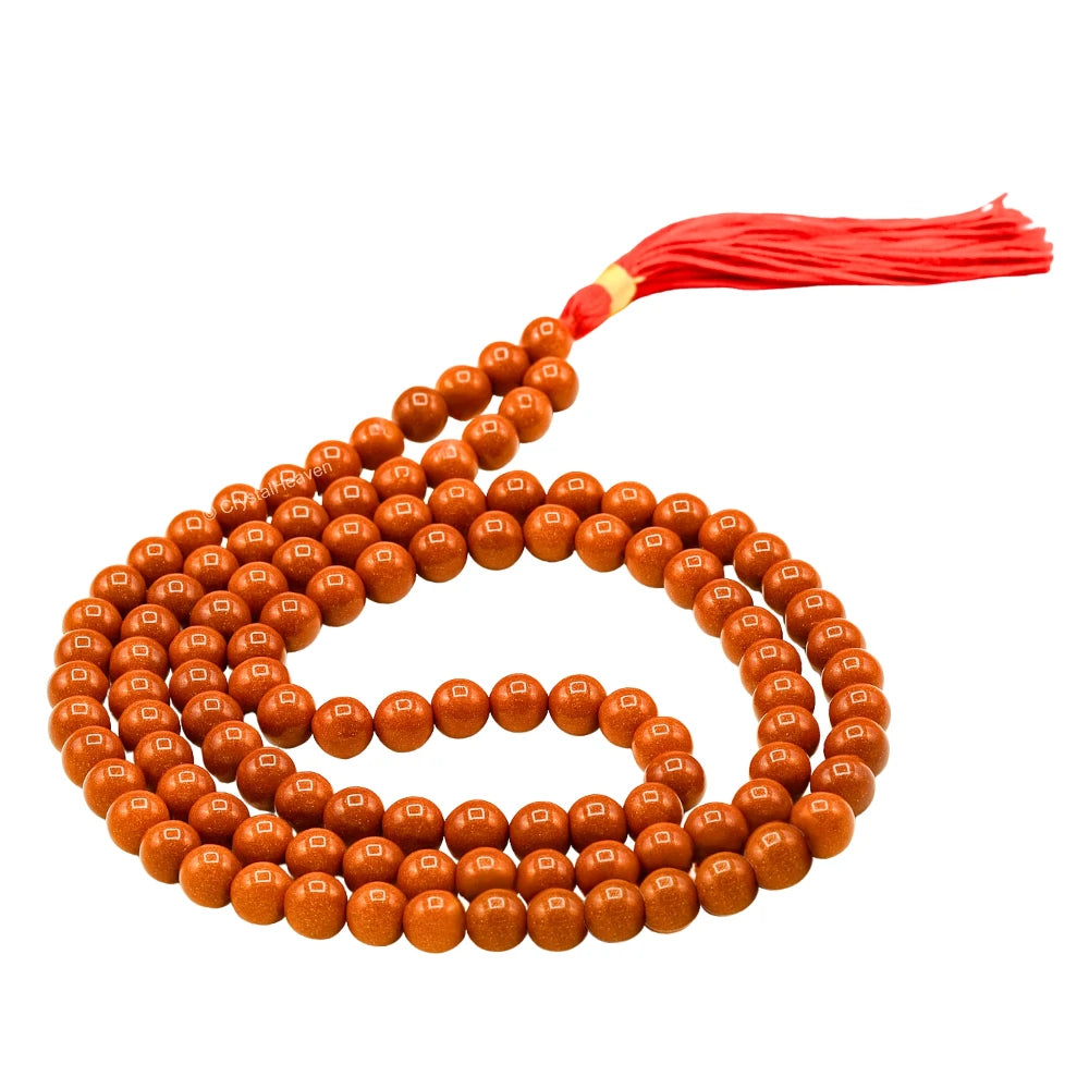 Red Goldstone Japa Mala (Without Knot)
