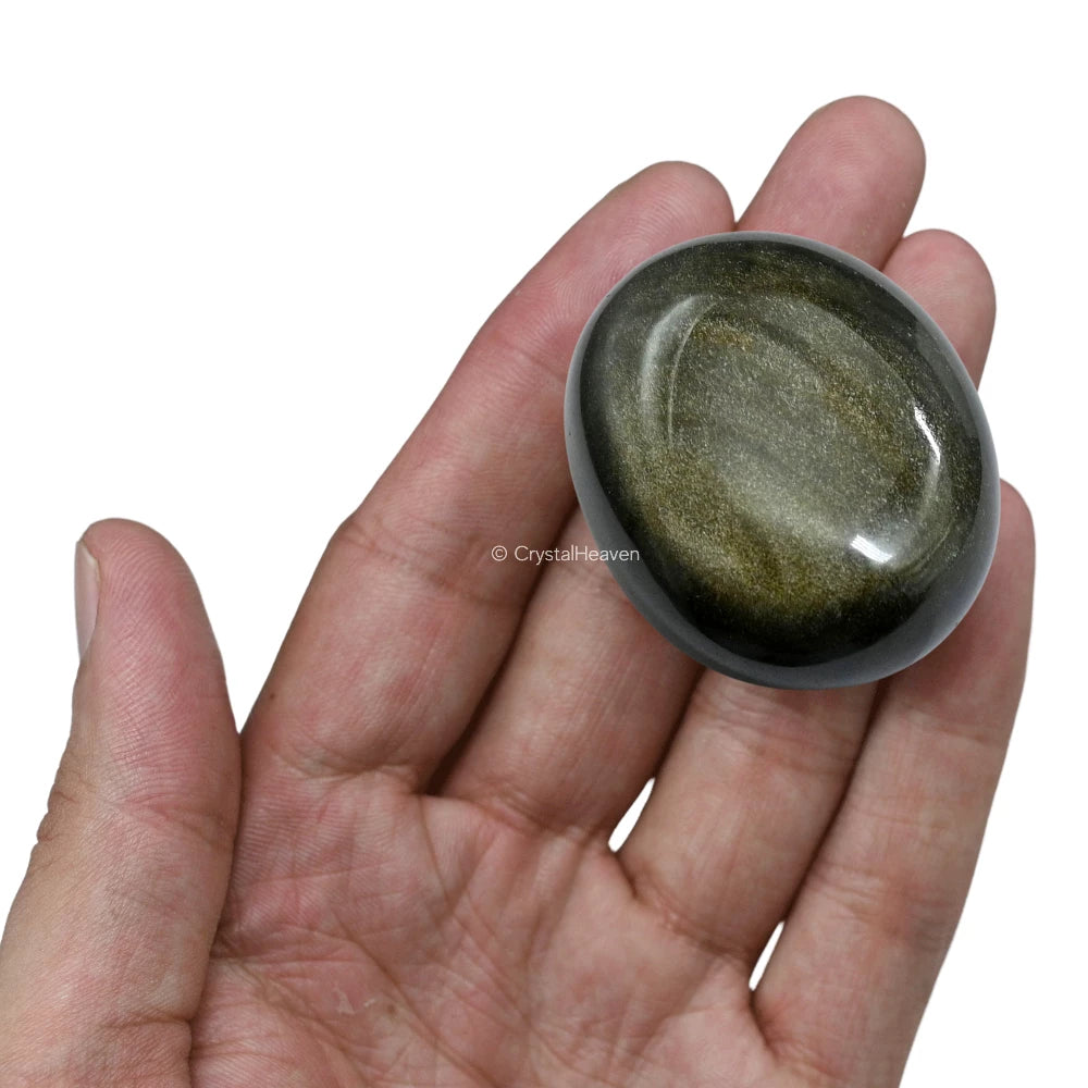 Golden Sheen Obsidian Palm Stone