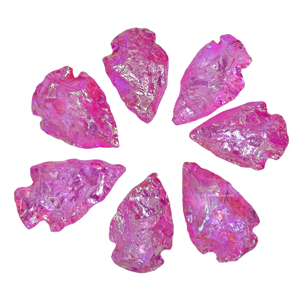 Pink Rose Aura Quartz Arrowhead - 1" to 1.5" (25 Pieces)
