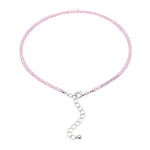 Rose Quartz Anklet - 2mm Faceted Beads (Silver)