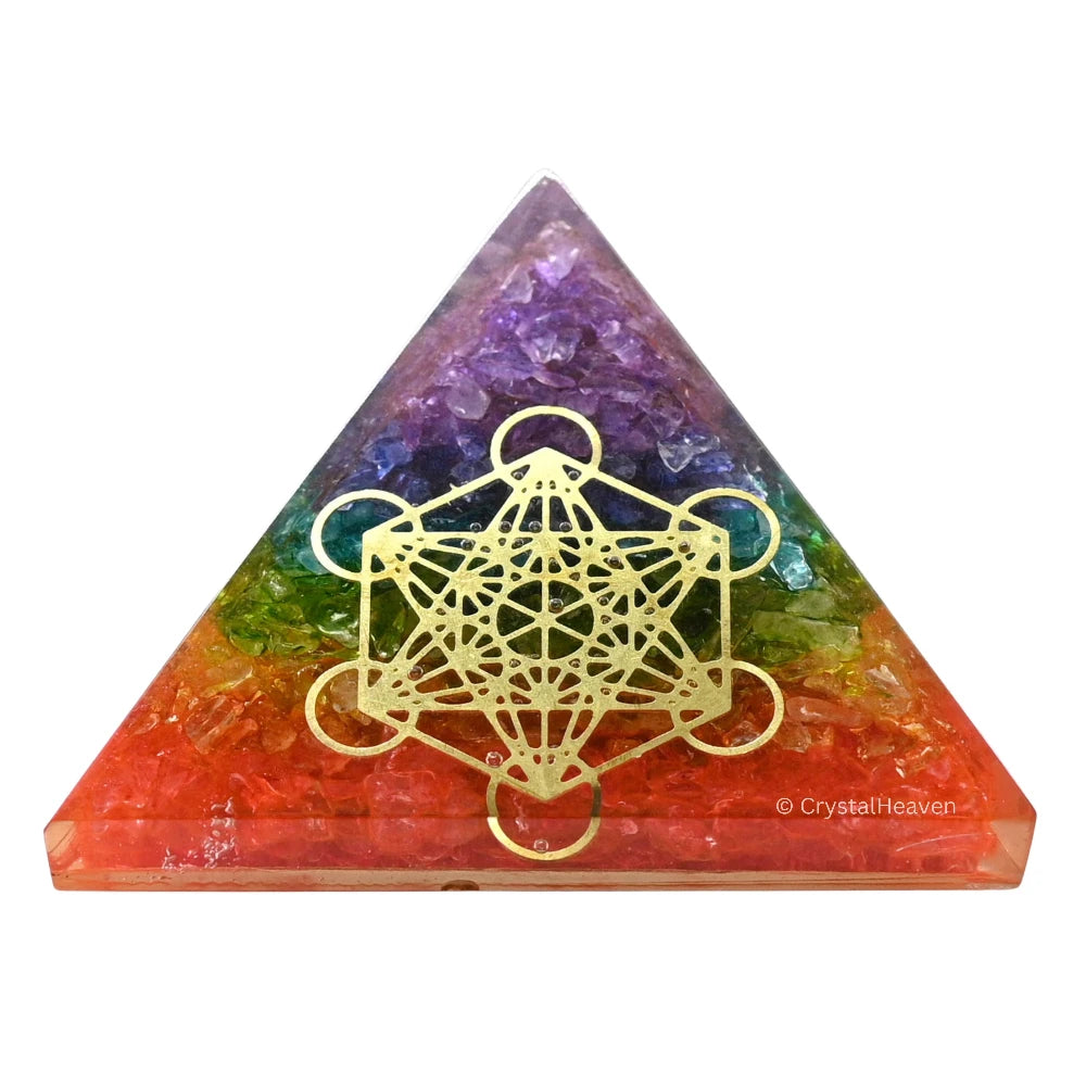 7 Chakra Onyx Orgone Pyramid (Mrtatron Cube)
