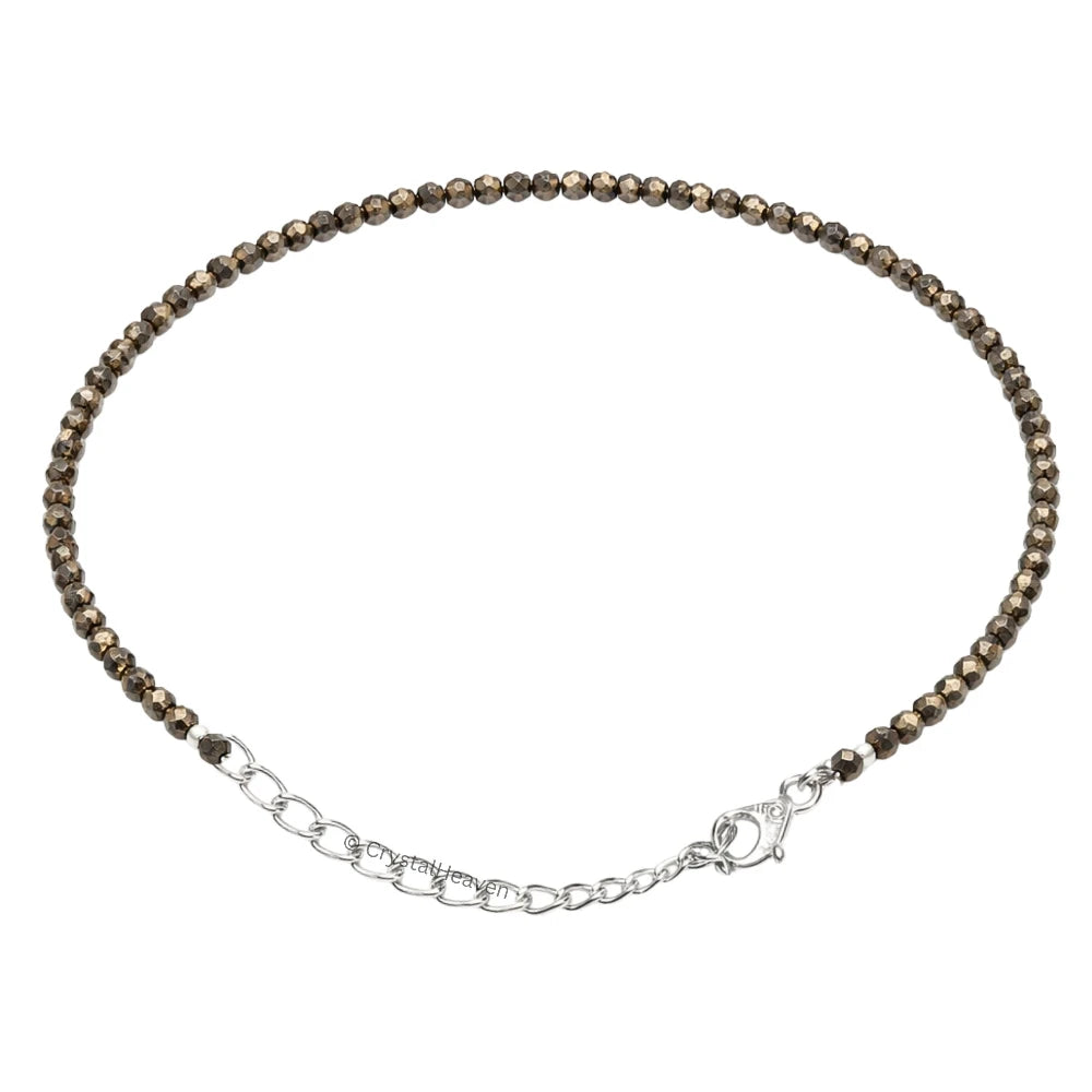 Pyrite Bracelets - 2mm Faceted Beads (Silver)