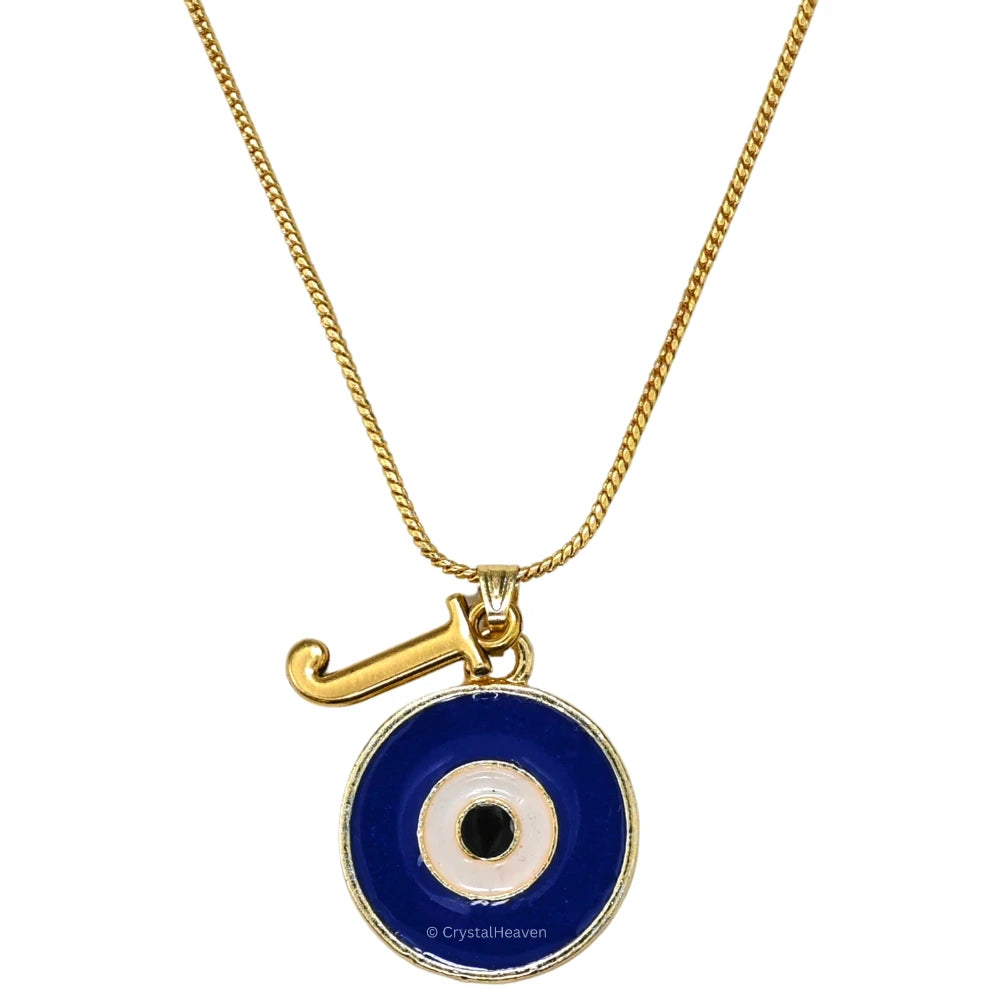 Evil Eye Pendant Necklace with J Initial
