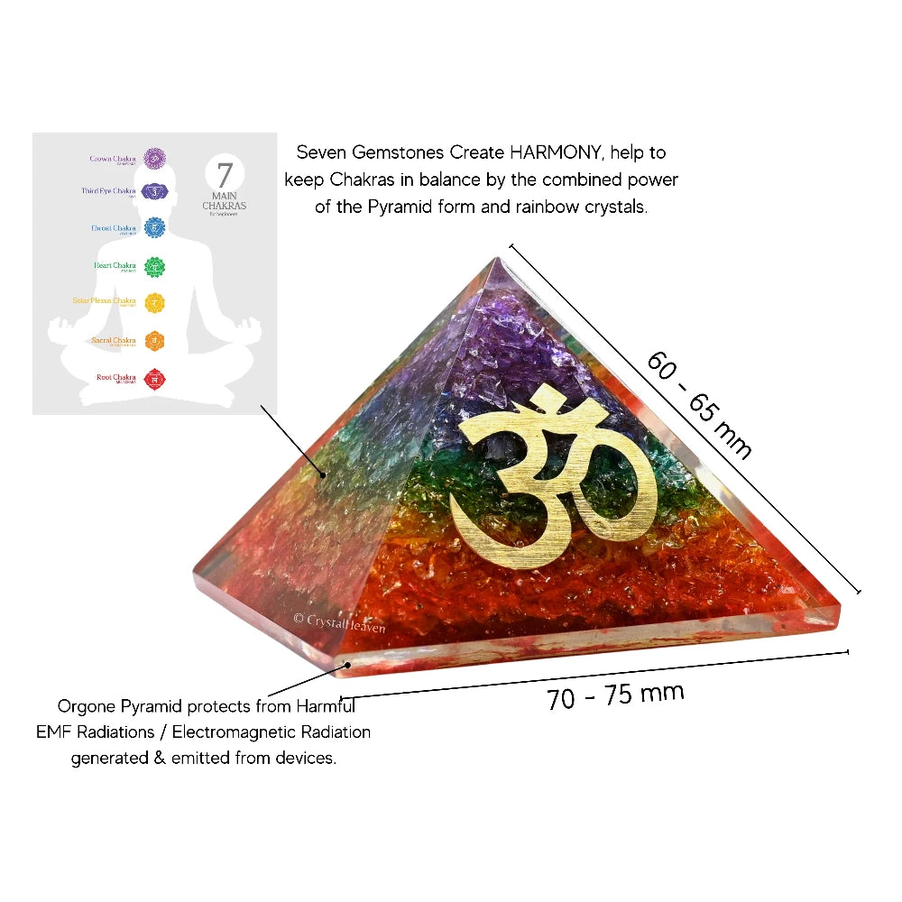 7 Chakra Onyx Orgone Pyramid (OM)