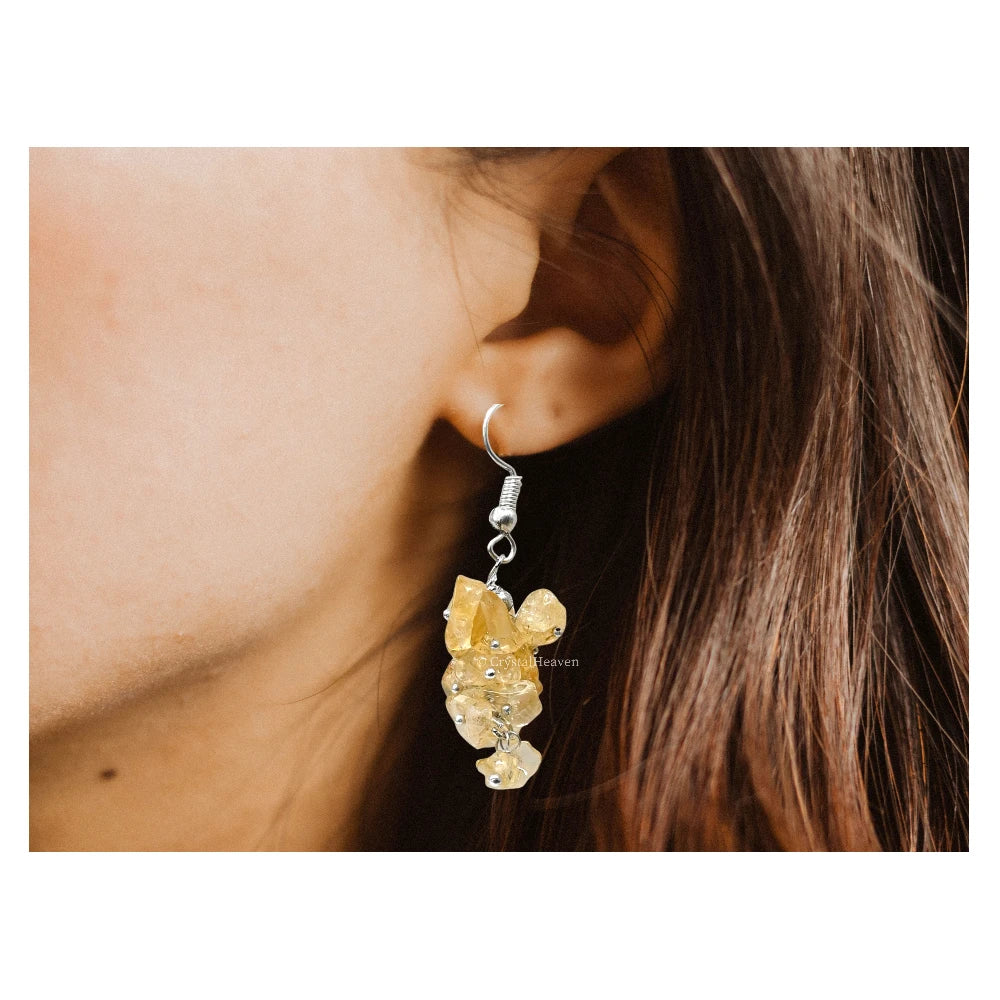 Citrine Crystal Earrings (Silver)