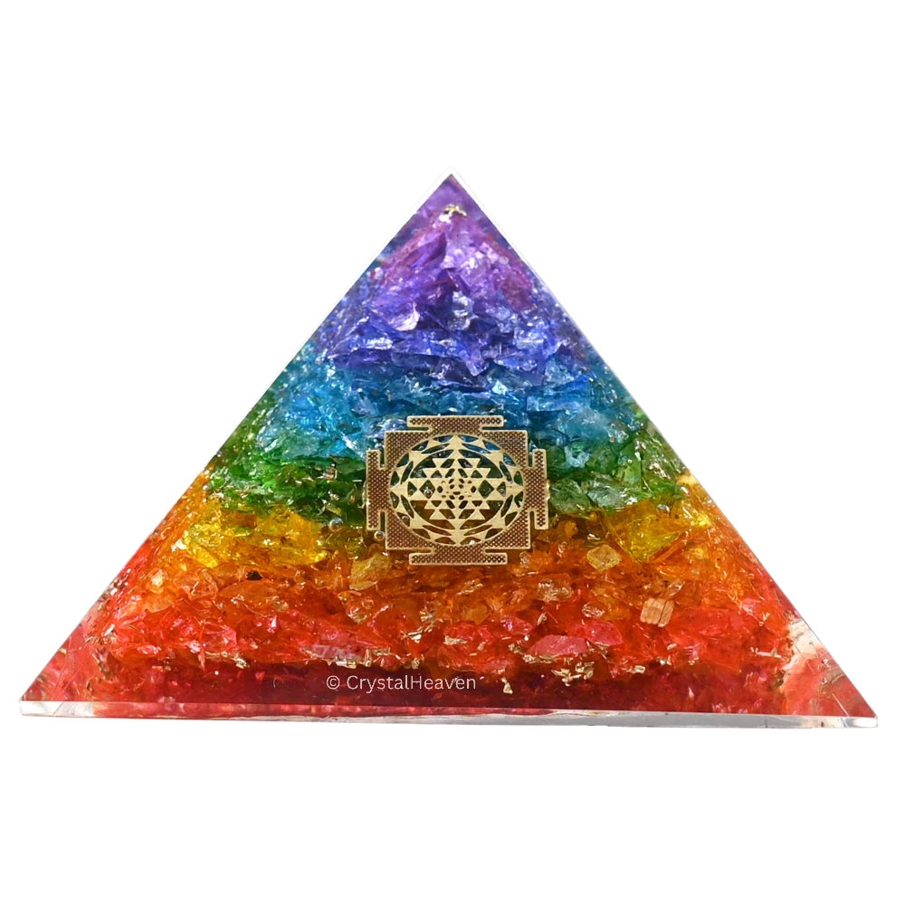 7 Chakra Onyx Orgone Pyramid (Small Shriyantra)