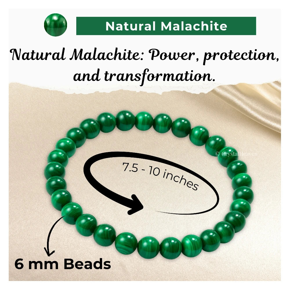 Malachite Healing Crystal Bracelets - 6mm Beads
