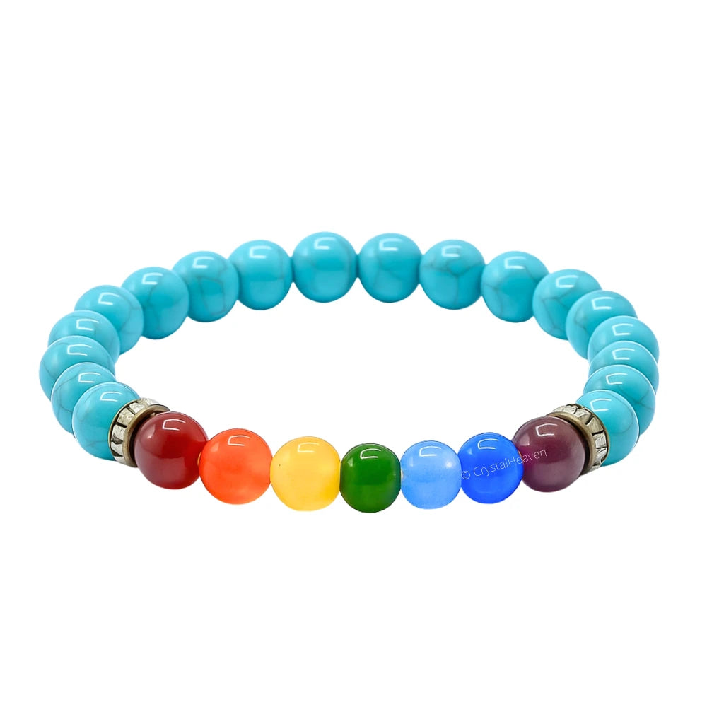 Man Made Turquoise Chakra Bracelet (Elastic)