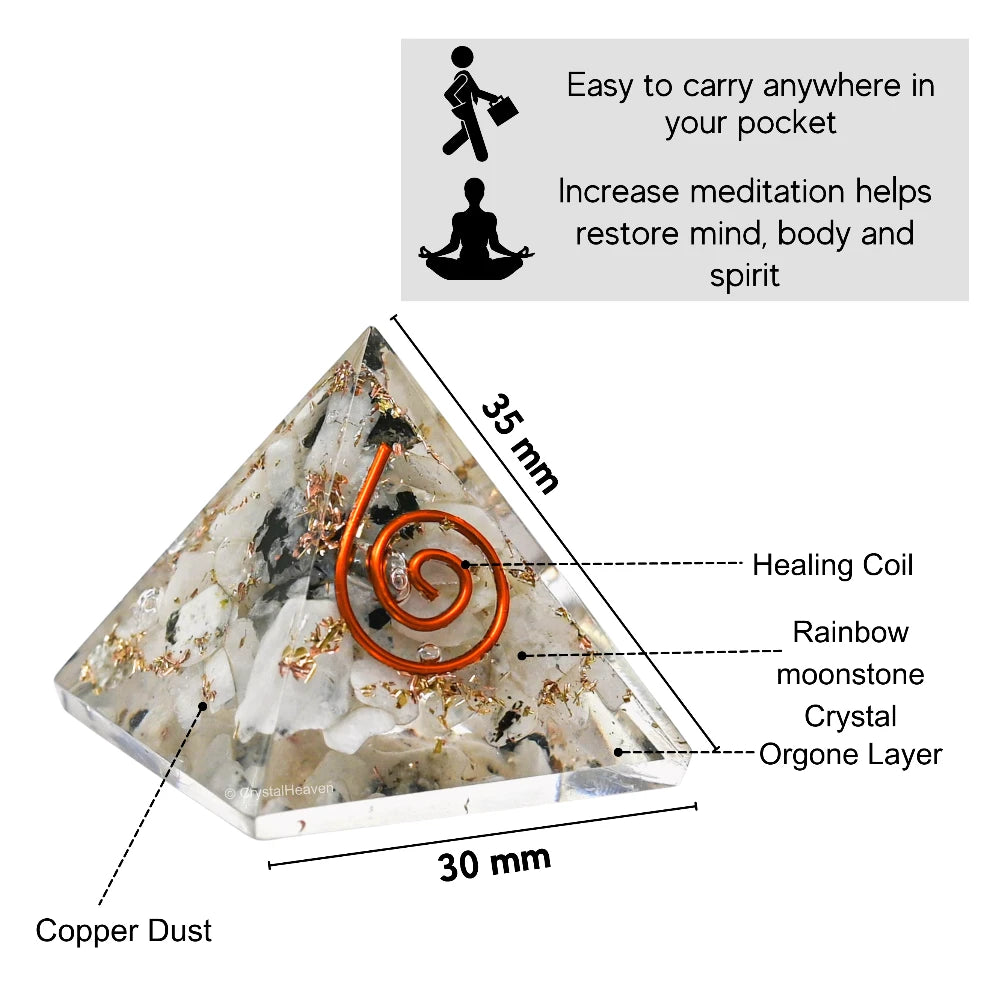 Rainbow Moonstone Orgone Pyramid - 30mm