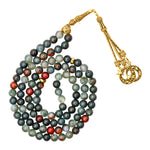 African Bloodstone Crystal Tasbih (Gold)
