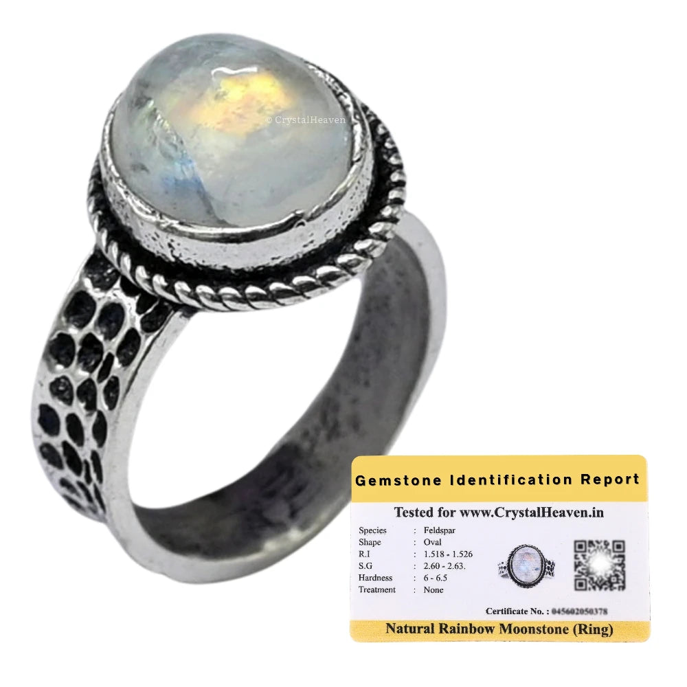 Rainbow Moonstone Ring (Silver/Oval)