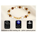 Faceted Sphatik Crystal and Rudraksha Bracelet (Gold Chain)