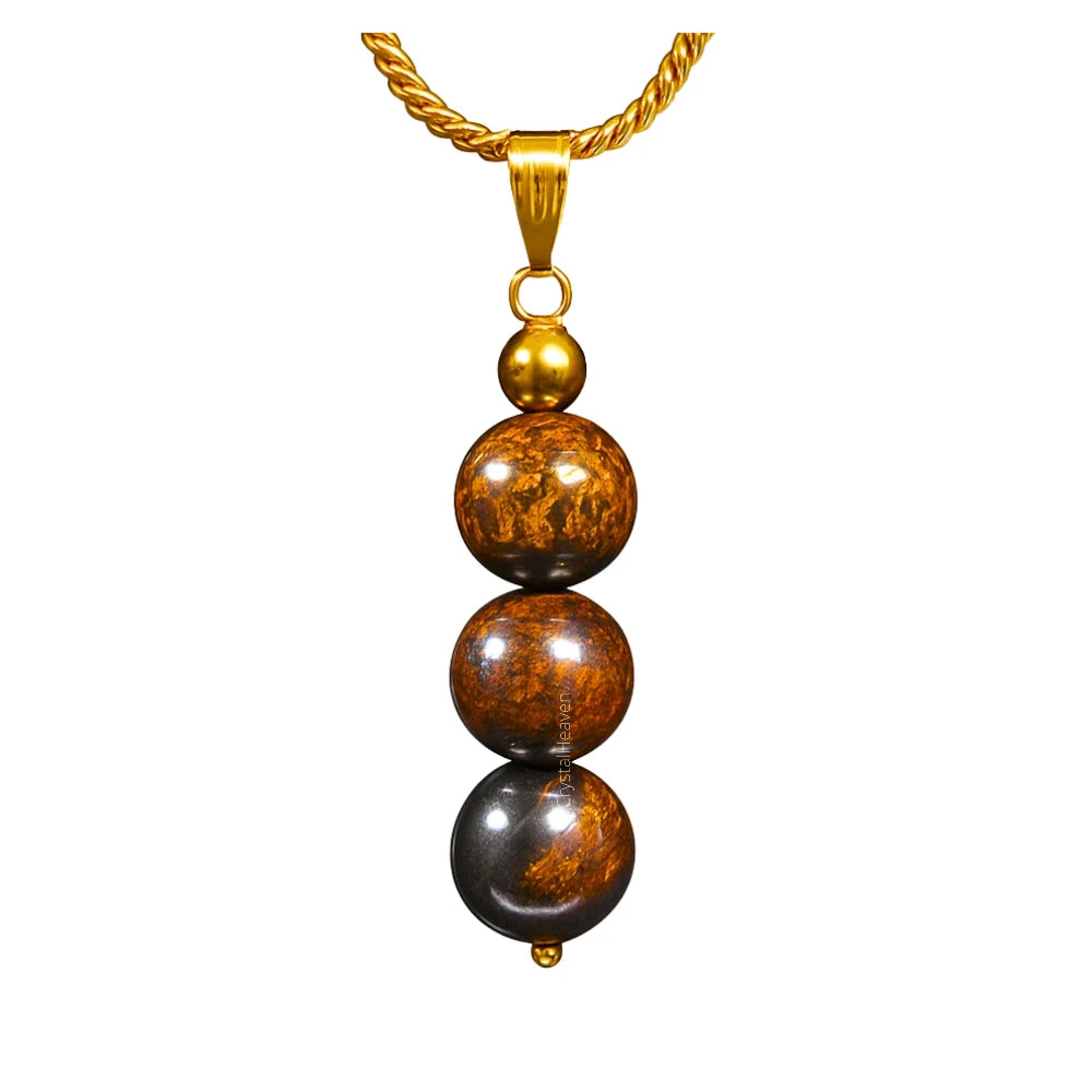 Bronzite Crystal Bead Necklace (Gold)