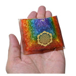 7 Chakra Onyx Orgone Pyramid (Lotus Flower Of Life)