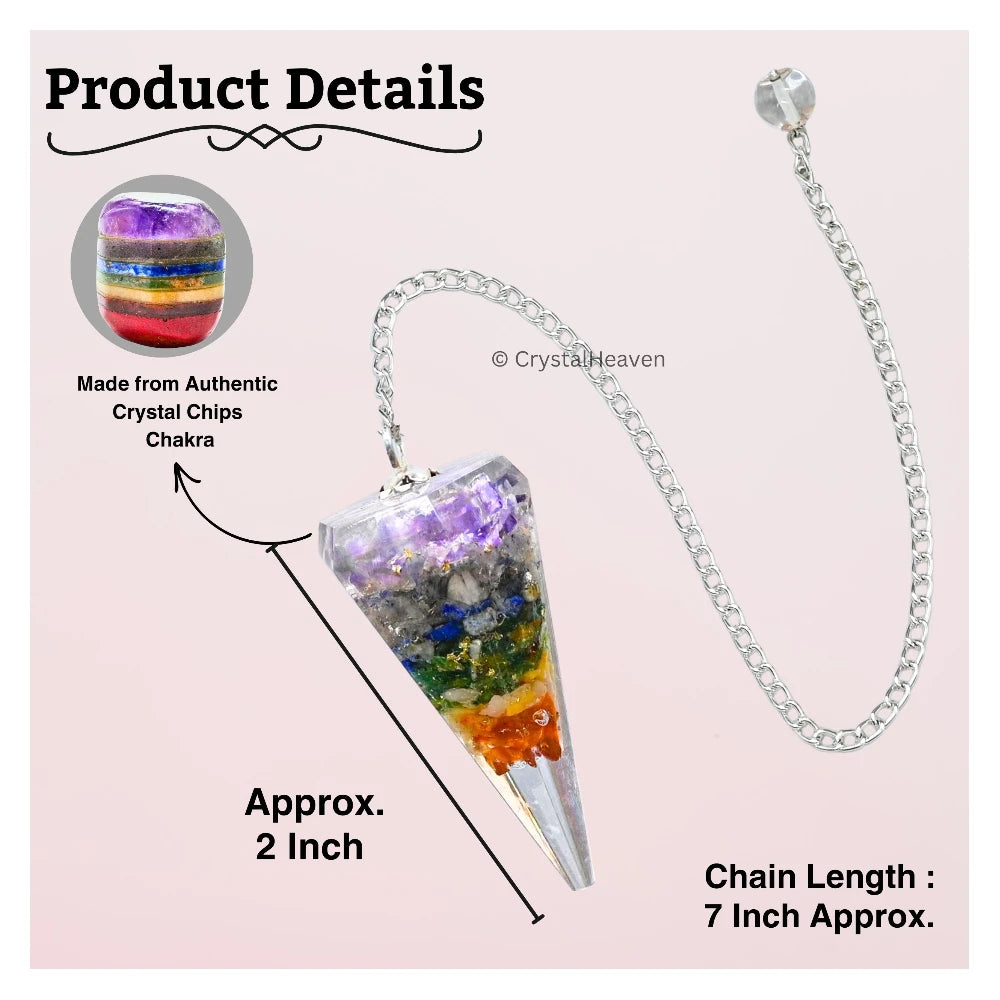7 Chakra Crystal Orgone Pendulum
