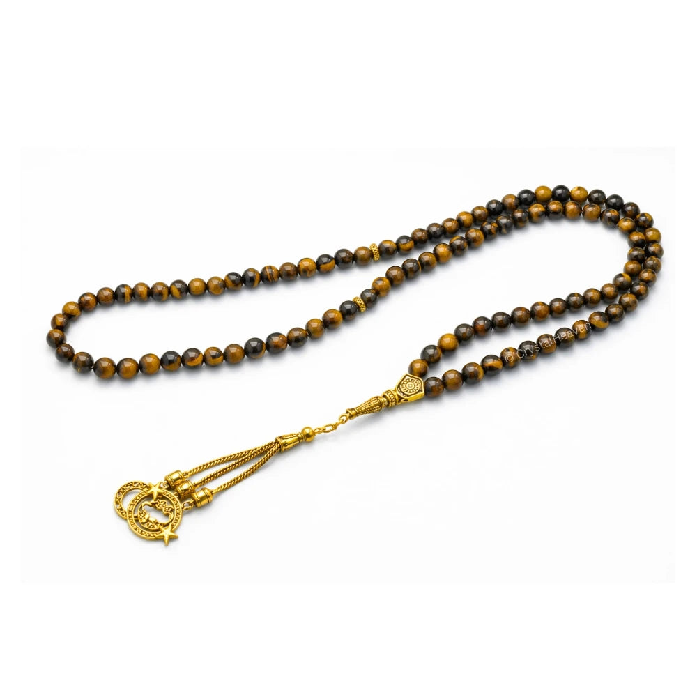 Tiger Eye Crystal Tasbih (Gold)