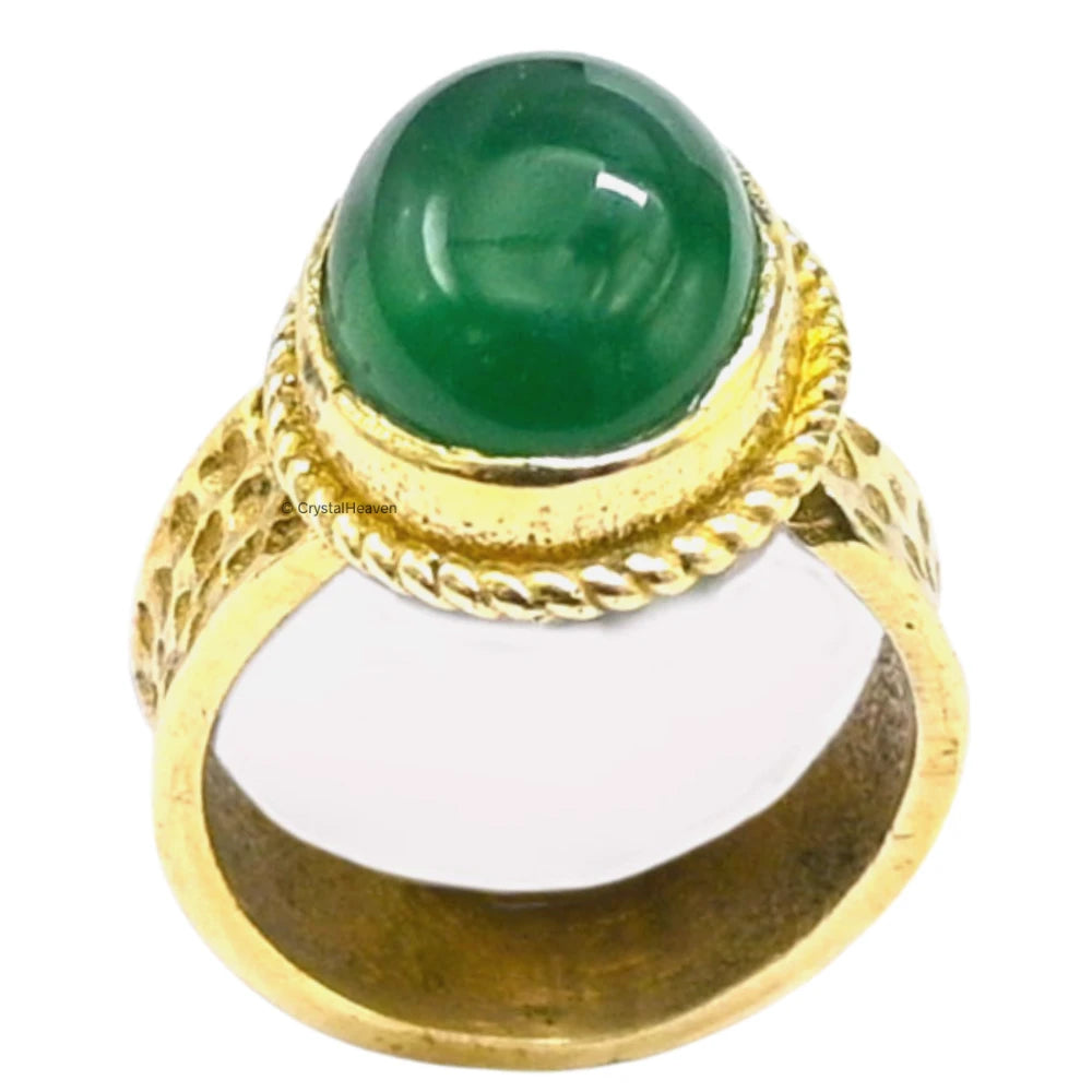 Green Aventurine Onyx Ring (Gold/Oval)