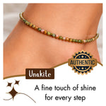 Unakite Anklet - 2mm Faceted Beads (Silver)