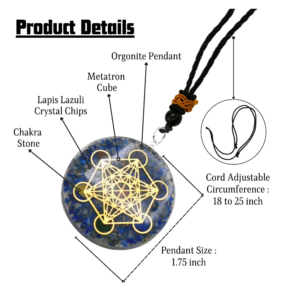 Lapis Lazuli Crystal Orgone Pendant - Metatron Cube