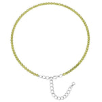 Peridot Anklet - 2mm Faceted Beads (Silver)