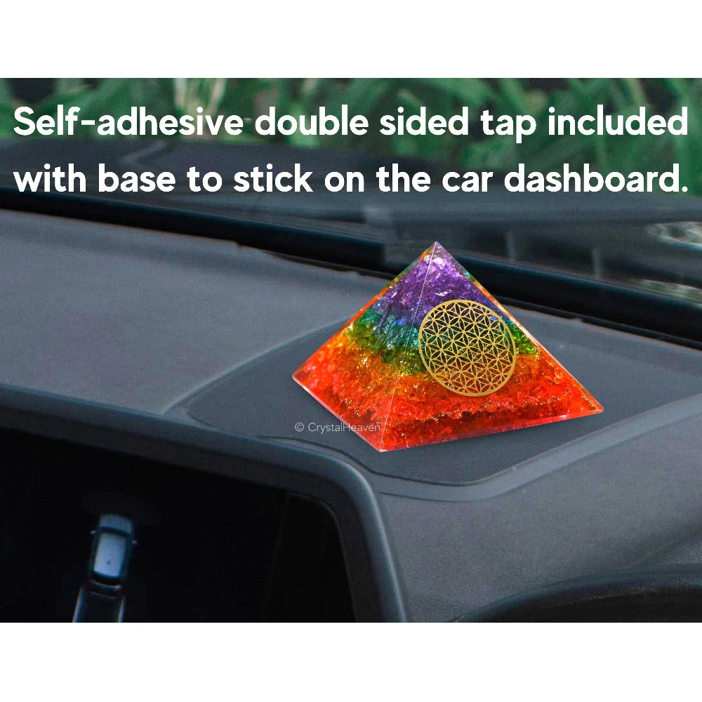 7 Chakra Crystal Orgone Pyramid for Car - 70 mm