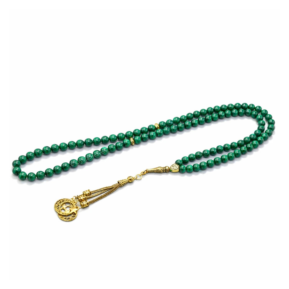 Malachite Crystal Tasbih (Gold)