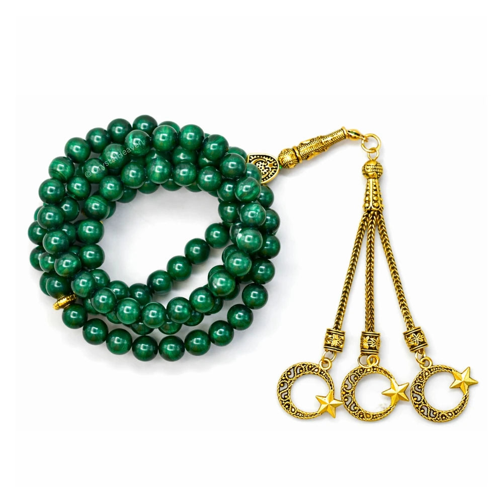 Malachite Crystal Tasbih (Gold)