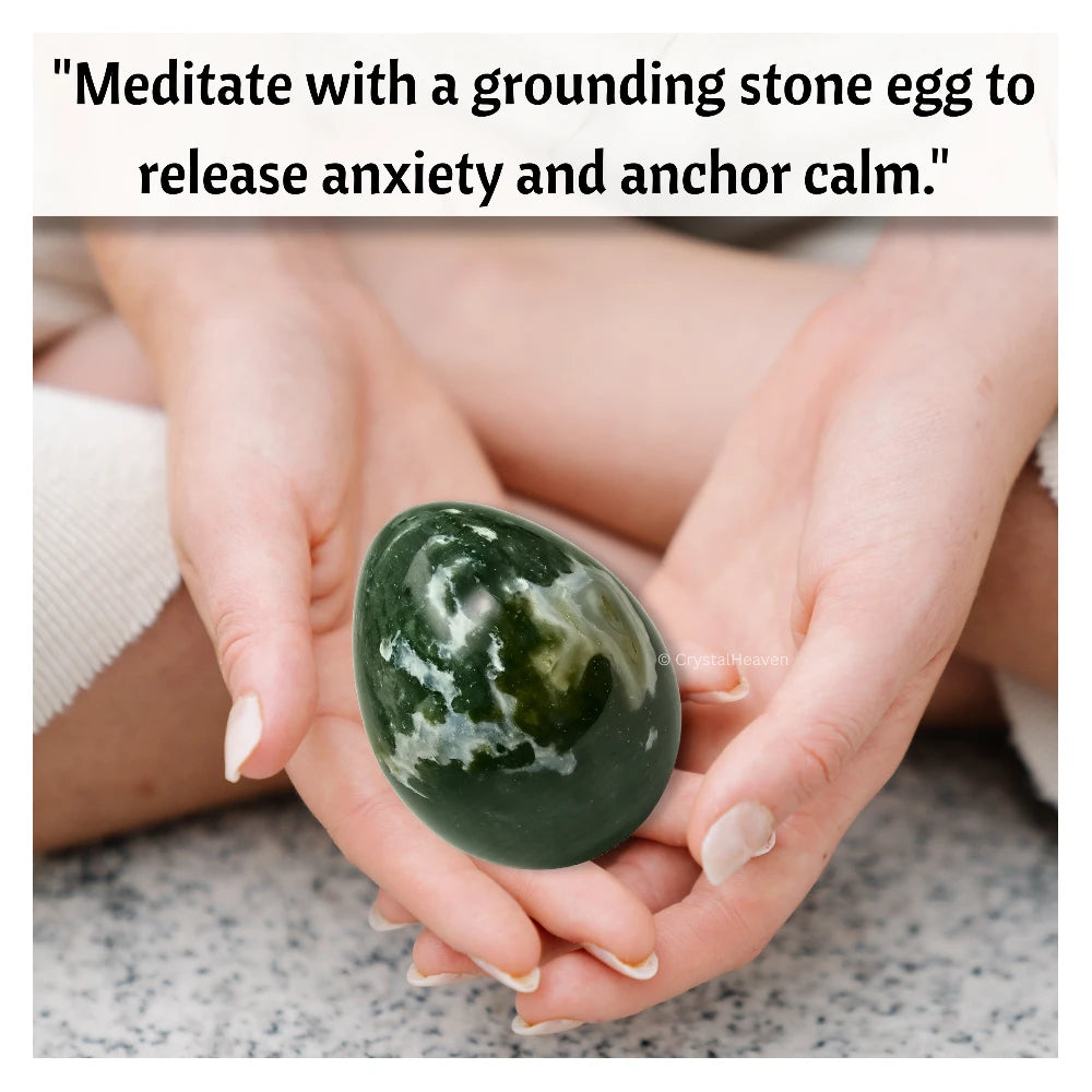 Moss Agate Crystal Egg Stone