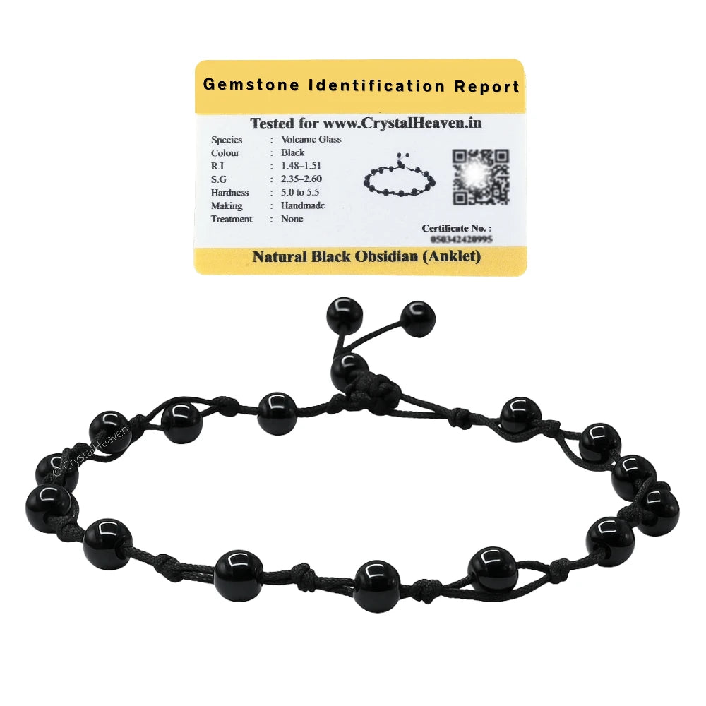 Black Obsidian Anklet (Hand Knotted)