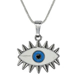 White Evil Eye Pendant Necklace - Exclusive