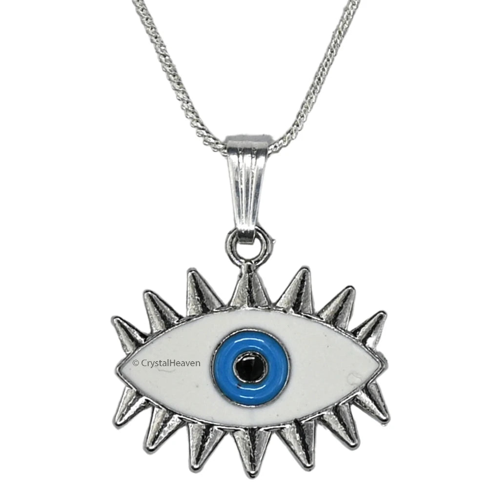White Evil Eye Pendant Necklace - Exclusive