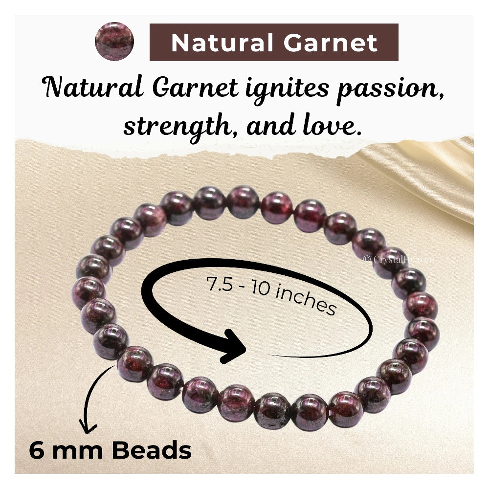 Garnet Healing Crystal Bracelets - 6mm Beads
