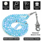 Blue Mermaid Glass Crystal Tasbih (Silver)