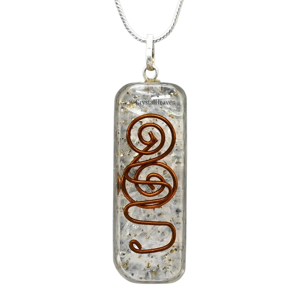 Selenite Crystal Orgone Pendant - Rectangle