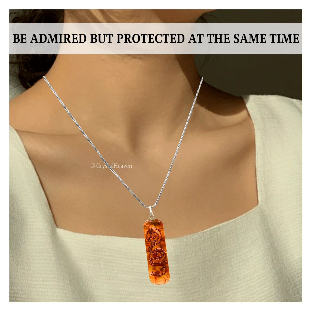 Carnelian Crystal Orgone Pendant - Rectangle