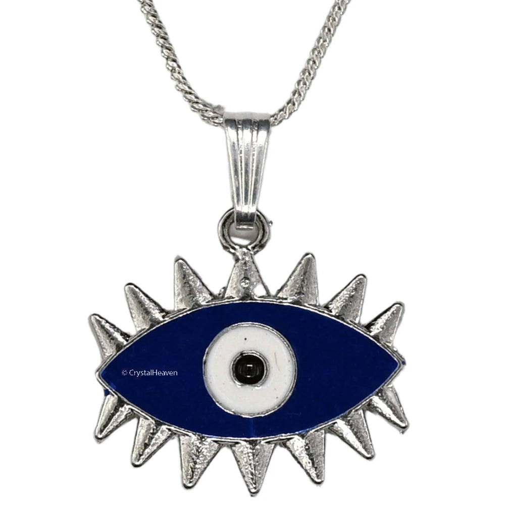 Blue Evil Eye Pendant Necklace - Exclusive (Silver)
