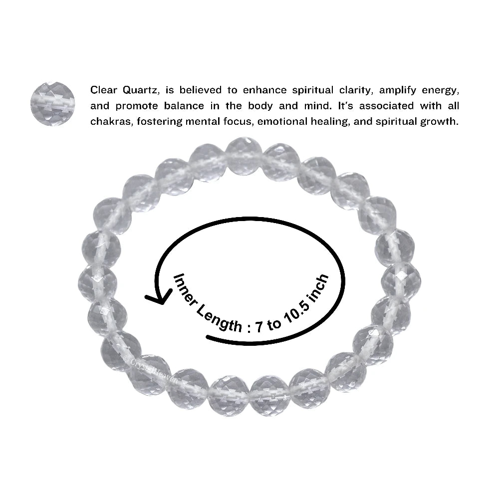 Clear Quartz Bracelet (Faceted) (Stretchable)
