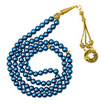 Blue Hematite Crystal Tasbih (Gold)