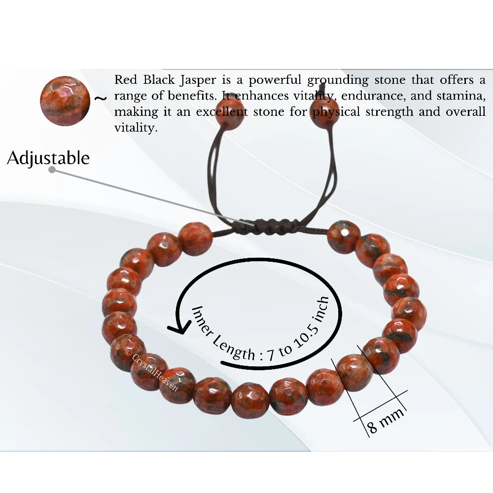 Red Black Jasper Bracelet (Faceted-Adjustable)