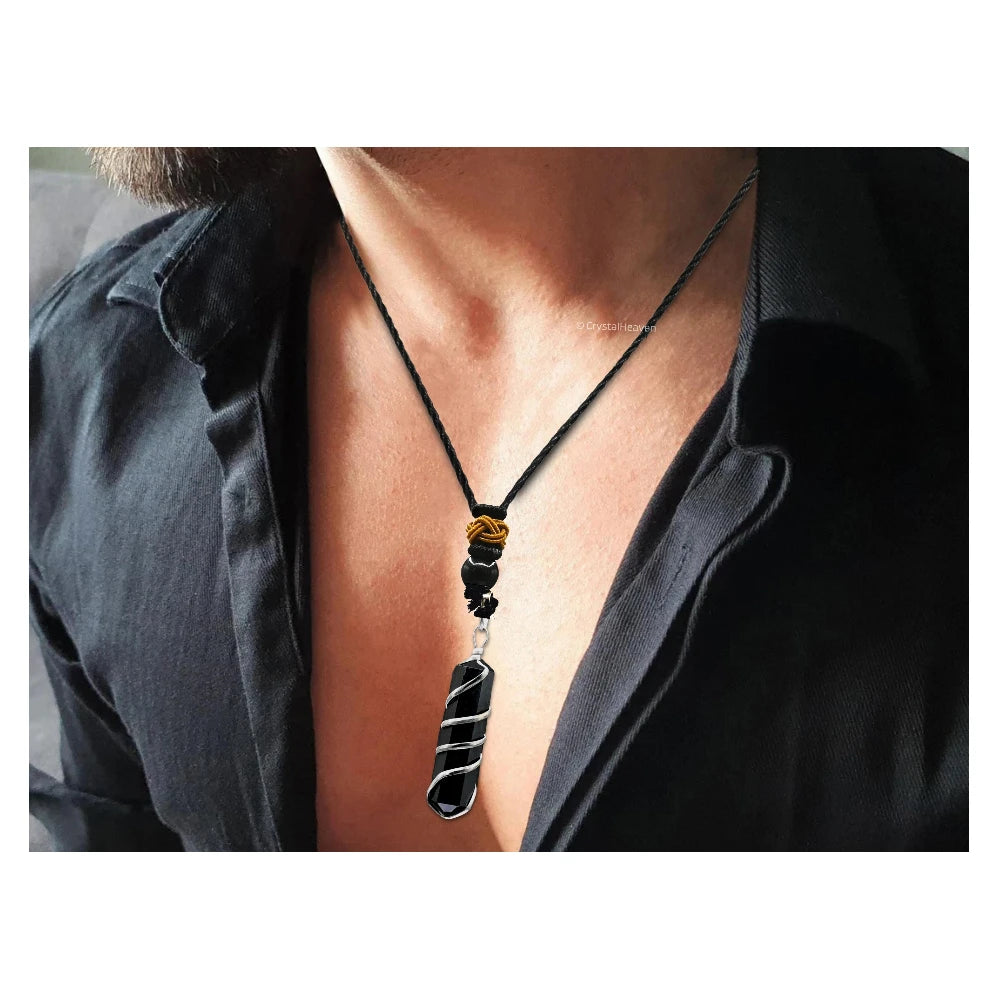 Shungite Necklace - Spiral Pencil