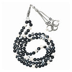 Black and White Jasper Crystal Tasbih (Silver)
