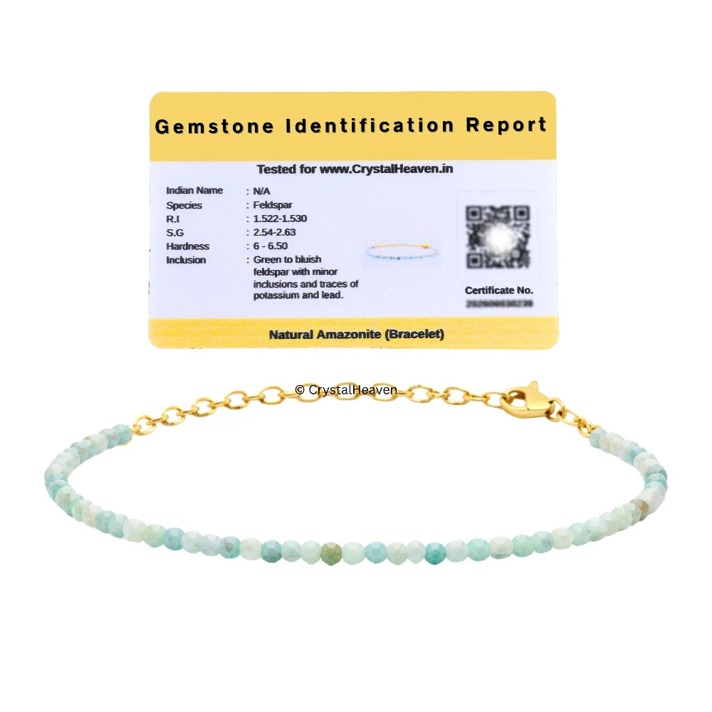 Amazonite Bracelets - 2mm Faceted Beads (Gold)