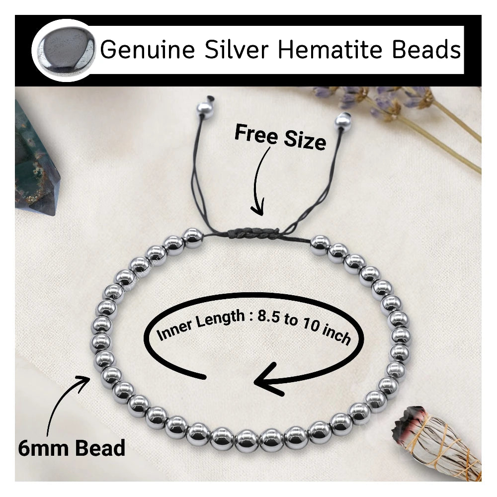 Silver Hematite Anklet (Without Knot)